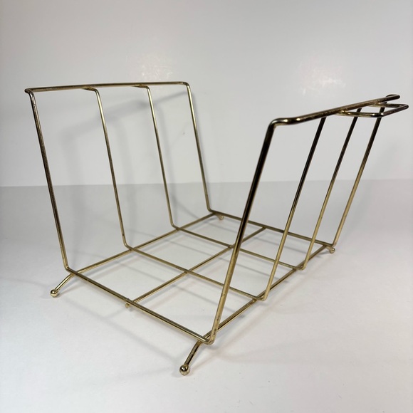 Gold Metal Magazine Rack Album Rack - Picture 1 of 10